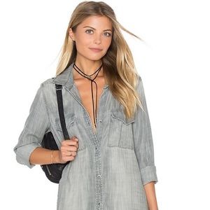Bella Dahl Utility button down grey chambray sz xs